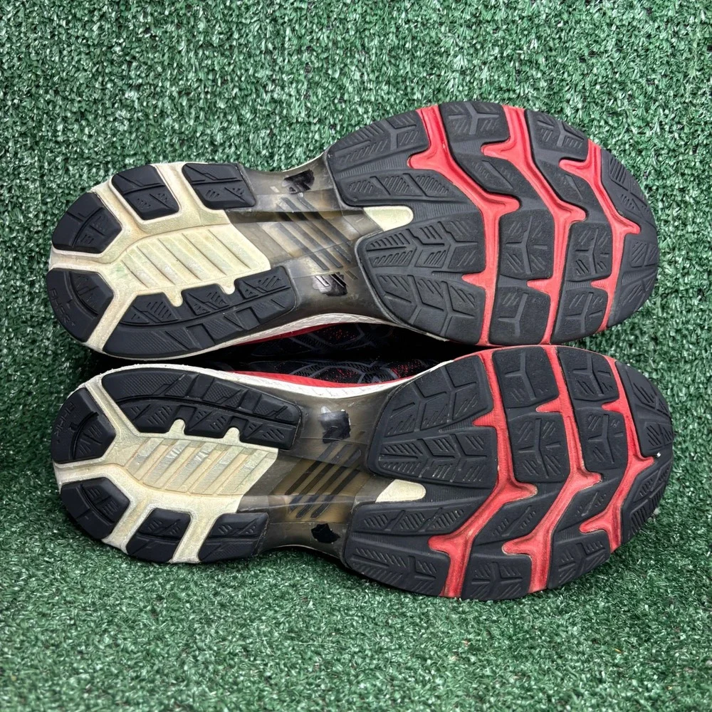 ASICS GEL-Kayano 27 FlyteFoam Running Athletic Sneaker Black Red Mens Size 9.5